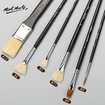 蒙玛特(MontMarte)6支装水粉笔水彩画笔丙烯颜料画画笔美术马毛绘画笔儿童油画笔排笔笔刷套装BMHS1001