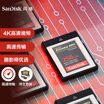 闪迪（SanDisk）存储卡256GB CFexpress Type B内存卡 读1700MB/s写1200MB/s 4K视频微单高速影像 兼容部分XQD相机