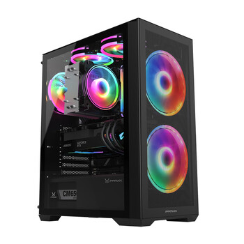 FPMAX风之灵H803台式电脑机箱USB3.0预装16cm双风扇钢化玻璃M-ATX/ATX主板280/240水冷支持tpye-c黑色