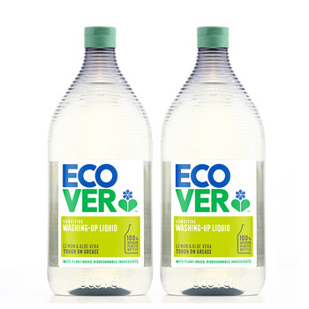 ECOVER洗洁精 柠檬芦荟配方 950ml*2 原装进口 植物提取无残留 清洗果蔬