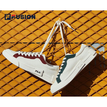 斐乐filafilafusion斐乐潮牌时尚女子板鞋运动休闲鞋经典帆布鞋奶白烧