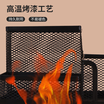 优必利 方形笔筒铁网简易笔筒铁质办公收纳 三格组合 9128A