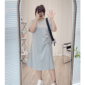 elgk200斤加肥加大码夏天穿的胖妹妹连衣裙女装夏季韩版宽松中长款抽