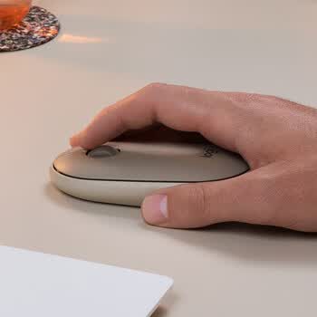 罗技（Logitech）PEBBLE 企业级无线蓝牙鼠标 轻音鼠标 办公鹅卵石造型 轻薄便携 时尚小巧  烟云灰【团单优惠】