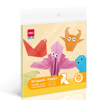 得力(deli)100张15*15cm彩色手工DIY折纸千纸鹤幼儿园剪纸彩纸软卡纸手工手绘纸儿童文具生日开学礼物