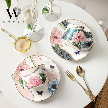 物取（WOOCH）繁花蝶舞咖啡杯碟套装高颜值精致下午茶商务乔迁结婚送礼