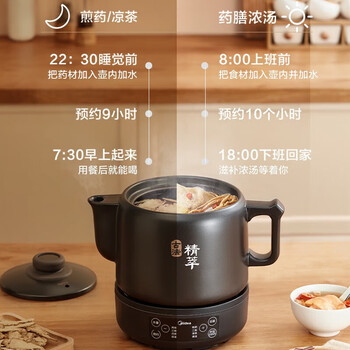 美的煎药壶大容量养生壶中药壶熬药罐智能全自动陶瓷电砂锅炖药锅电子药煲煎药机家用汤锅MD-JYC4002