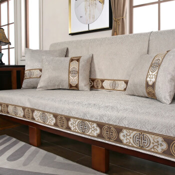 索菲娜 新中式沙发垫四季通用红木沙发坐垫防滑沙发垫子可定制 ms吉祥-卡其(高精密) 宽60*长60cm一片