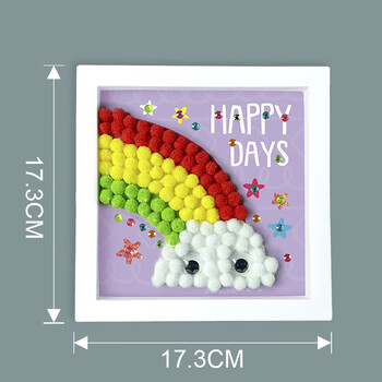 博教（BOJIAO）儿童手工diy毛球画贴钻粘贴画制作材料包女孩玩具创意自制钻石贴画相框幼儿园生日儿童节礼物 彩虹