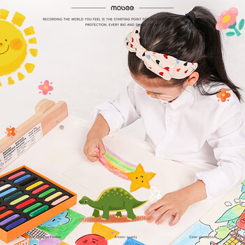 mobee饼干蜡笔不脏手儿童绘画附涂色卡24色MOA-0008美育工具画画笔