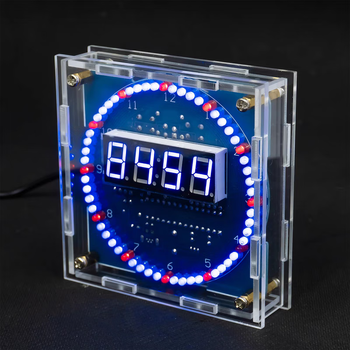 诺然 四位旋转电子钟温控光控时钟DS1302旋转套件DIY散件TJ-56-262 红色数码管 套件+电源线+外壳