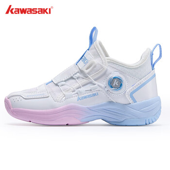 川崎（KAWASAKI）儿童羽毛球鞋穿越2.0耐磨男女童同款运动鞋B4412 白蓝 37