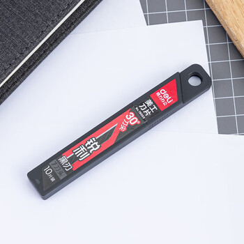 得力（deli）30°角小号美工刀片/裁纸刀片防锈耐磨黑刀片精雕细刻9mm 10片/盒 36盒采购装 办公用品 78003-36
