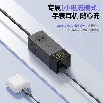 公牛（BULL）智能屏显氮化镓67W苹果快充笔记本插座/USB数显插线板插排 3C认证 适用iphone17 总控2C2A+3位灰色