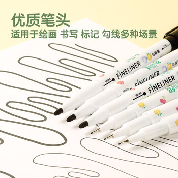 晨光（M&G）勾线笔食品级儿童美术描线笔绘画双头美术描边笔开学必备APM2950112支/盒