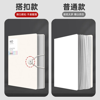 西玛（SIMAA）A4/40页资料册【升级搭扣款】学生用多层试卷收纳袋文件夹 孕检报告插页收纳册 钢琴黑 7186