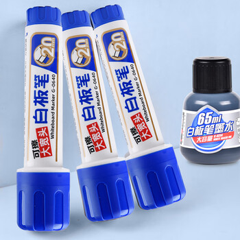 金万年【20mm】蓝色大宽头白板笔大头笔水性笔pop可加墨大容量易擦办公教学会议涂鸦1支装G-0640-002