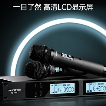 得胜（TAKSTAR）TS-5999无线话筒一拖二 会议室ktv舞台演出家庭专业k歌主持会议手持麦克风 黑色