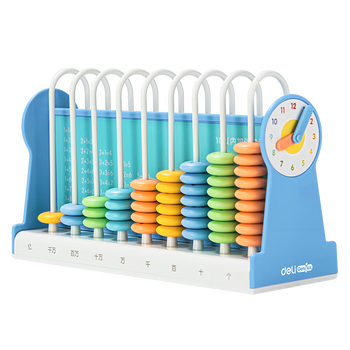 得力（deli）9行儿童计数器学习数学教具学生加减法计算架算术认知计数单位 启蒙算盘文具益智玩具开学礼物蓝