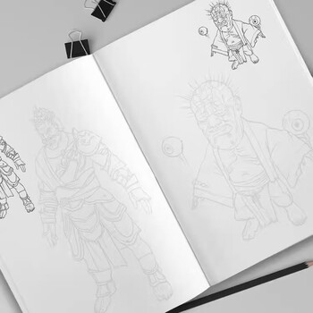 空色黑神话悟空动漫游戏线稿描摹本图画本儿童手绘本涂色本描画基础分步学画画教程绘画控笔临摹画册