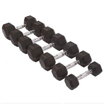昔来哑铃男士家用健身器材包胶哑铃练臂肌 六角哑铃单只2.5kg