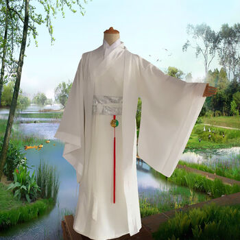 汉服男装古装长袍汉唐古装男女交领中国风公子古风仙气大广袖 白色