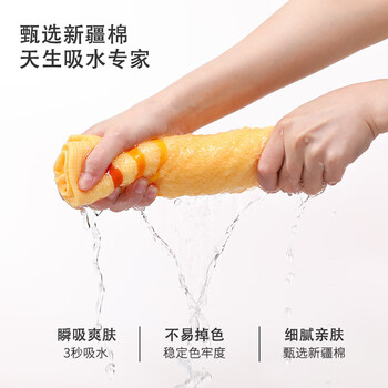 洁丽雅（Grace）毛巾新疆长绒棉A类抗菌 纯棉男士女士加厚吸水洗脸巾 2条装100g