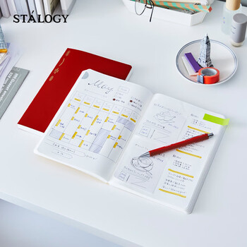STALOGY笔记本 日本进口本子 192页高颜值记事本 商务送礼日记本 A5半年册方格 红色 STALOGY笔记本 日本进口本子 192页高颜值记事本 商务送礼日记本 A5半年册方格 红色