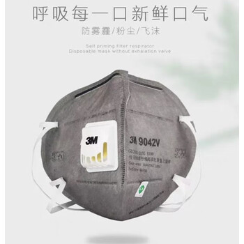 3m活性炭口罩9541v防尘防毒9542头戴式9541防油烟9042v防甲醛kn95 9042v【10只】独立装 有阀