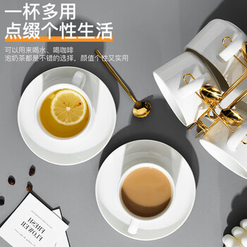 友来福陶瓷咖啡杯 欧式简约白色拉花咖啡杯套装220ml大容量马克杯 友来福陶瓷咖啡杯 欧式简约白色拉花咖啡杯套装220ml大容量马克杯