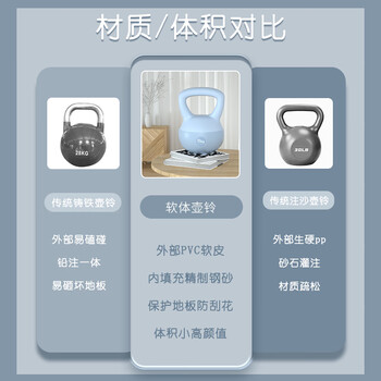 艾美仕（AiMeiShi）软体壶铃女士家用健身器材提壶哑铃练手臂深蹲提臀翘臀 8KG