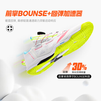 李宁（LI-NING）乒乓球鞋羽毛球鞋MAGE系列BOA旋扣比赛鞋男女 标准白/荧光晶红 44