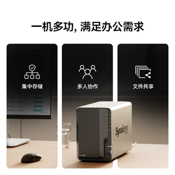 群晖（Synology）DS224+ 四核心  2盘位 NAS 网络存储服务器 团队办公 私有云 文件共享备份