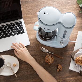 小熊（Bear）咖啡机 家用滴漏式全自动迷你小型咖啡粉泡茶两用办公室煮茶机KFJ-A06K1--天蓝色