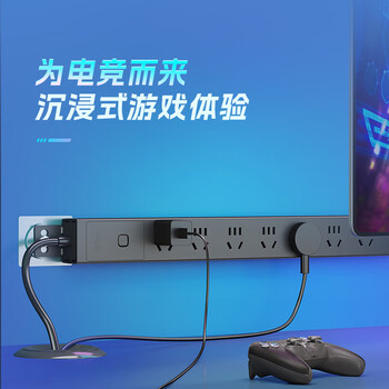 公牛（BULL）PDU桌面插排8插位总控开关全长2米插线板插排 黑色GNE-P108E