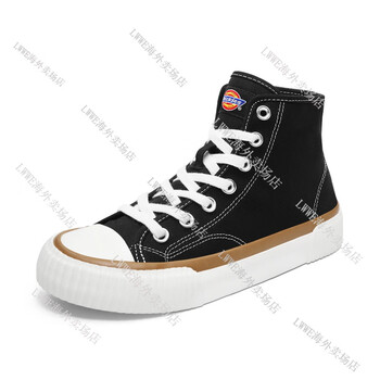 dickies高帮帆布鞋女鞋秋季简约纯色百搭情侣休闲鞋黑色此款为皮鞋码