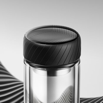 雷德夫（LEIDFOR）G7 玻璃杯 双层直身茶杯 男款大容量泡茶水杯 幻影黑 500ml