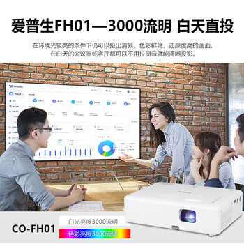 爱普生（EPSON）办公投影机 CO-FH01 3000流明【标配+吊架+15米高清线+100英寸幕布+安装】计价单位:套