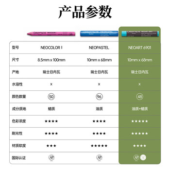 凯兰帝（CARAND'ACHE）瑞士卡达进口6901系列油画棒蜡油性混合粉彩棒学生绘画艺术家级24色开学礼物