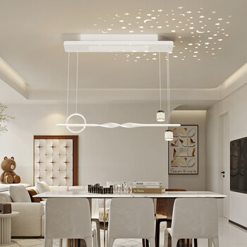 vvs餐厅无叶风扇吊灯简约现代创意大气吊灯led中山智能灯具光谱白色