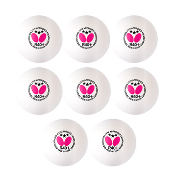 蝴蝶（BUTTERFLY）三星乒乓球8只装专业大赛比赛用球R40+白色