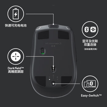 罗技（Logitech）大师系列MX Anywhere 2S 企业级无线蓝牙 便携办公笔记本电脑鼠标 多设备切换 蓝牙版【团单优惠】