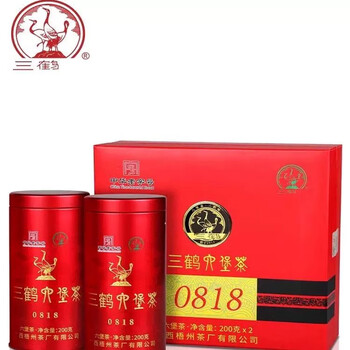 三鹤六堡茶0818特级黑茶 17年陈400g熟茶广西梧州高端礼盒装