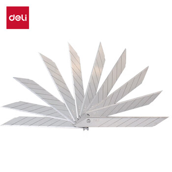 得力（deli）7刀头SK5合金钢小号美工刀片/裁纸刀片 30°尖刀头10片便携装 办公用品 2015