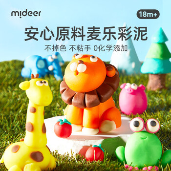弥鹿（MiDeer）大米彩泥幼儿安心手工DIY橡皮泥男孩女孩超轻玩具盒装6色小麦彩泥【升级100g罐】六一儿童节礼物