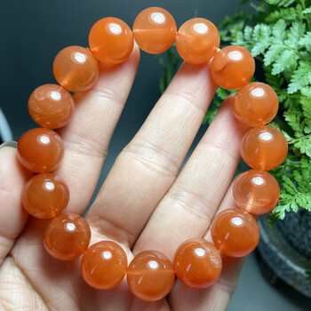 听筠天然红兔毛聚宝盆手链男女款福禄寿水晶手链稀有聚宝盆 031658号