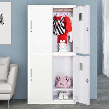 洛克菲勒灰白色全钢4门更衣柜铁皮柜办公员工衣柜高1850宽900深500