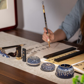 張小鳳文房四宝套装毛笔套装书法套装礼物笔墨纸砚文房四宝全套高档文房套装 【窑变无双礼盒款】
