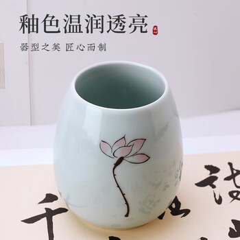 梅林笔庄陶瓷笔筒文房四宝书法用品笔洗毛笔筒收纳多功能办公桌创意复古中国风书房桌面摆件
