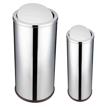 南北客不锈钢垃圾桶立式圆形座地果皮桶 50*85